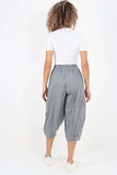Jade Green Italian Panelled 3/4 Length Linen Joggers For Women 16 - Dropwear