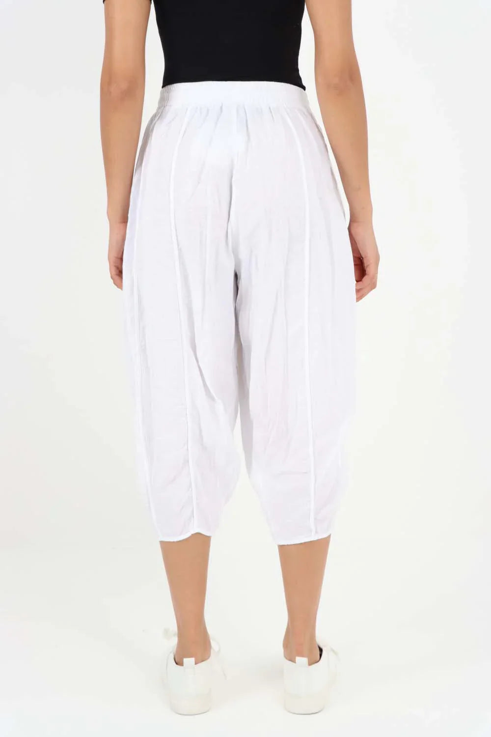 Italian Panelled 3/4 Length Linen Joggers For Women  - Dropwear
