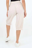 Lime Green Italian Frill Hem 3/4 Linen Jogger For Women 14 - Dropwear
