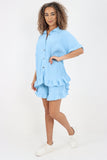 Italian Pleated Shirt & Shorts Co-Ord Set For Women  - Dropwear