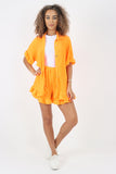 Royal Blue Italian Pleated Shirt & Shorts Co-Ord Set For Women ONE SIZE - Dropwear