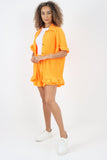 Sky Blue Italian Pleated Shirt & Shorts Co-Ord Set For Women ONE SIZE - Dropwear