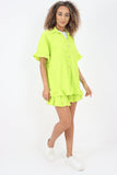 Italian Pleated Shirt & Shorts Co-Ord Set For Women  - Dropwear