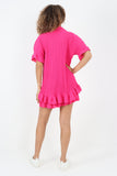 Italian Pleated Shirt & Shorts Co-Ord Set For Women  - Dropwear