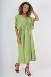 Italian Drawestring Front Flared Linen Dress For Women  - Dropwear