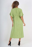 Italian Drawestring Front Flared Linen Dress For Women  - Dropwear