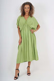 Italian Drawestring Front Flared Linen Dress For Women  - Dropwear
