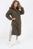 Italian Quilted Hooded Long Jacket Coat For Women  - Dropwear