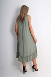 Italian Lace Neckline Dipped Hem Dress For Women  - Dropwear