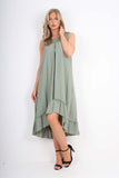 Italian Lace Neckline Dipped Hem Dress For Women  - Dropwear