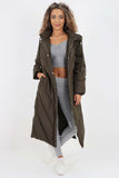 Italian Quilted Hooded Long Jacket Coat For Women  - Dropwear