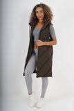 Italian Padded Pockets Hooded Zip up Long Gilet For Women  - Dropwear