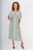 Italian Drawestring Front Flared Linen Dress For Women  - Dropwear
