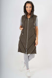 Italian Padded Pockets Hooded Zip up Long Gilet For Women  - Dropwear