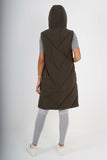 Italian Padded Pockets Hooded Zip up Long Gilet For Women  - Dropwear