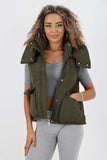 Italian Padded Pockets Hooded Gilet For Women  - Dropwear