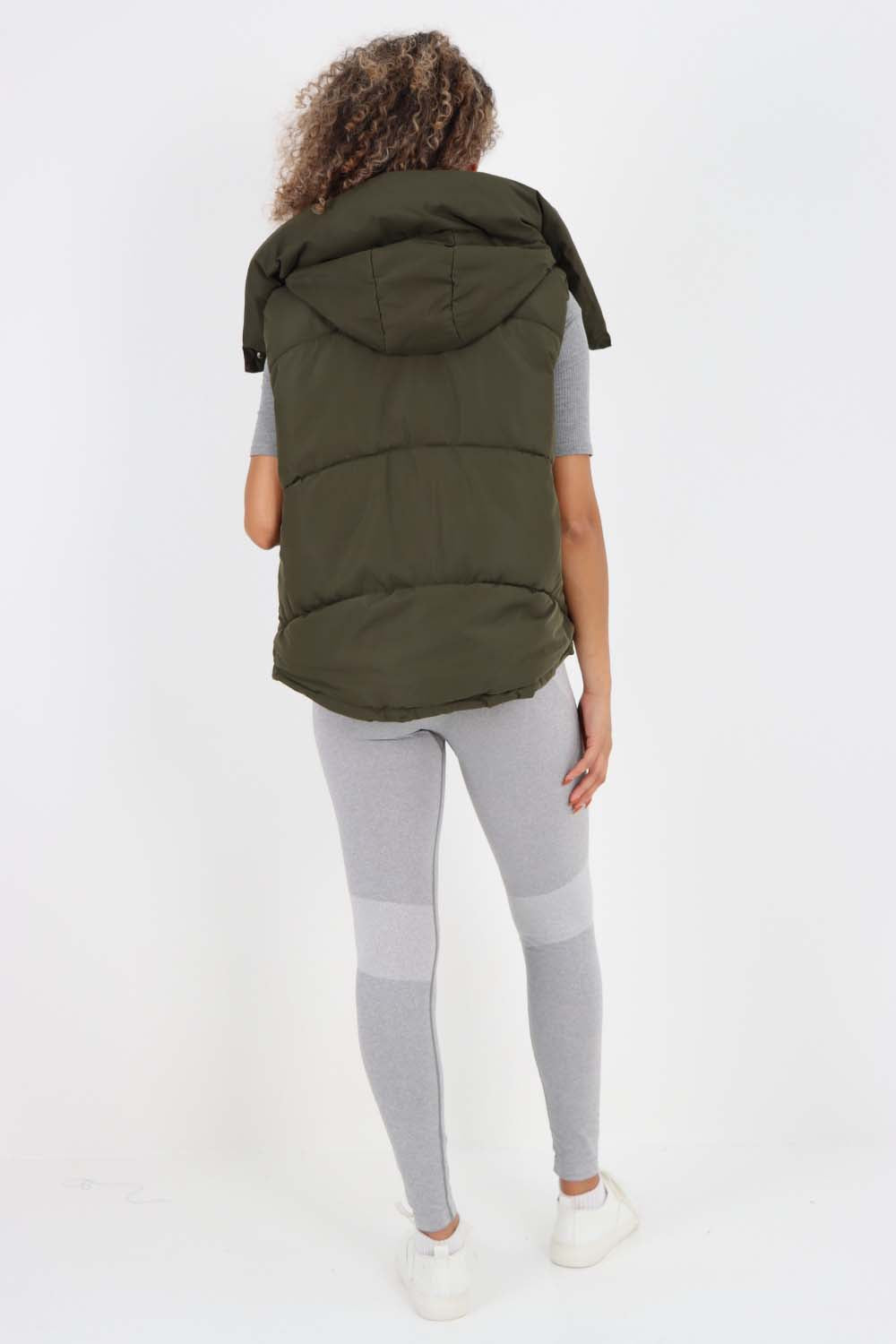 Italian Padded Pockets Hooded Gilet For Women  - Dropwear