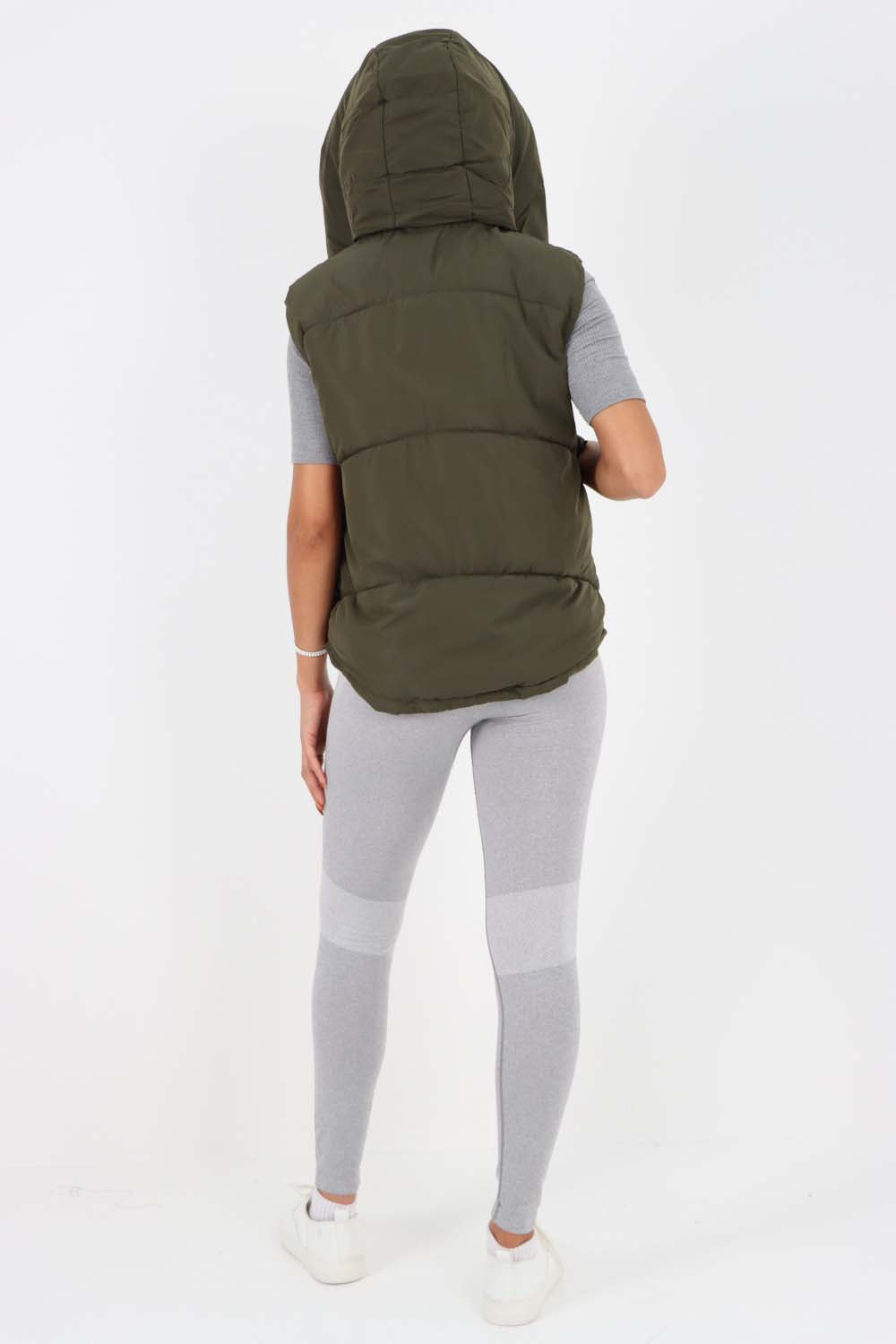 Italian Padded Pockets Hooded Gilet For Women  - Dropwear