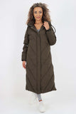 Italian Quilted Hooded Long Jacket Coat For Women  - Dropwear