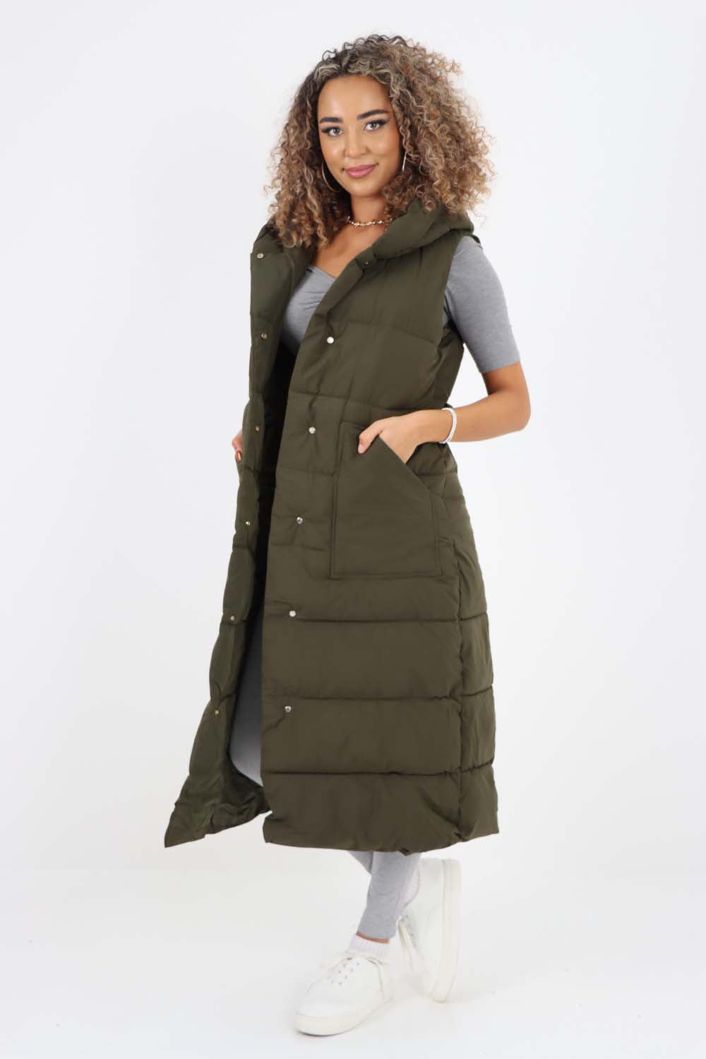 Italian Belted Hooded Long Gilet For Women  - Dropwear