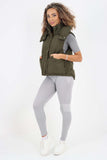 Italian Padded Pockets Hooded Gilet For Women  - Dropwear