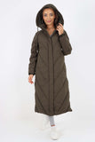 Italian Quilted Hooded Long Jacket Coat For Women  - Dropwear