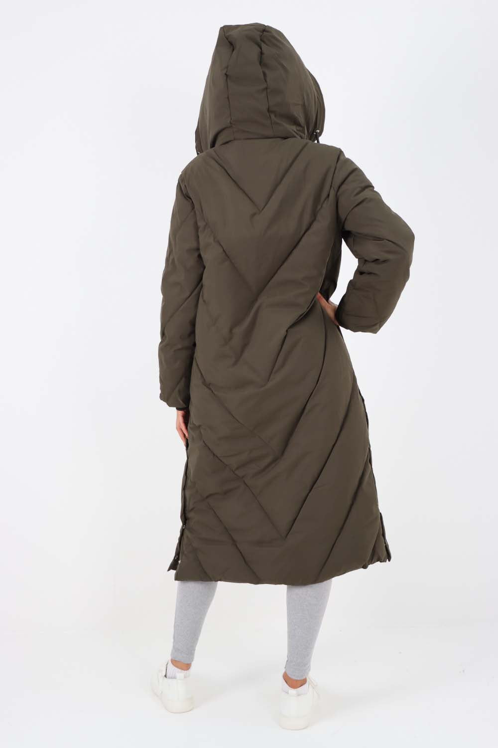 Italian Quilted Hooded Long Jacket Coat For Women  - Dropwear