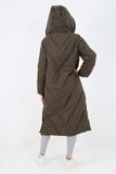 Italian Quilted Hooded Long Jacket Coat For Women  - Dropwear