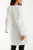 Grey Foil Star Side Pockets Sweatshirt Dress For Women ONE SIZE - Dropwear
