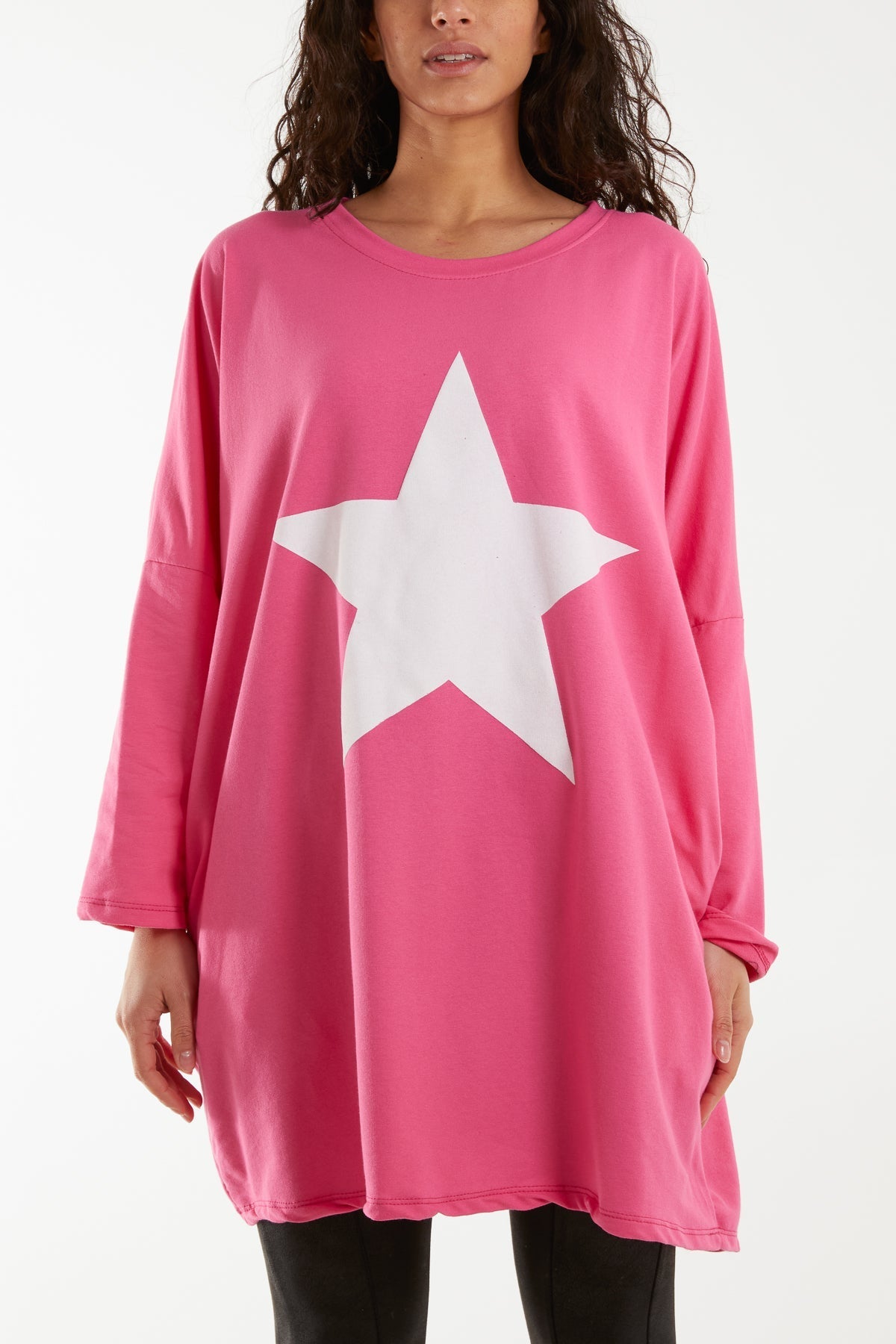 Foil Star Side Pockets Sweatshirt Dress For Women  - Dropwear
