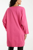 Foil Star Side Pockets Sweatshirt Dress For Women  - Dropwear