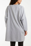 Royal Blue Foil Star Side Pockets Sweatshirt Dress For Women ONE SIZE - Dropwear