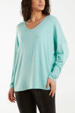 Stone Appliqued Heart Sleeves Fine Knit Jumper For Women ONE SIZE - Dropwear