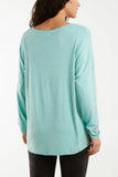 Black Appliqued Heart Sleeves Fine Knit Jumper For Women ONE SIZE - Dropwear