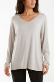 Appliqued Heart Sleeves Fine Knit Jumper For Women  - Dropwear