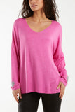 Cream Appliqued Heart Sleeves Fine Knit Jumper For Women ONE SIZE - Dropwear