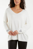 Appliqued Heart Sleeves Fine Knit Jumper For Women  - Dropwear