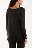 Mint Appliqued Heart Sleeves Fine Knit Jumper For Women ONE SIZE - Dropwear