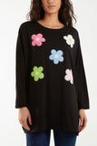 Multicolour Fluffy Daisy Long Sleeve Top For Women  - Dropwear