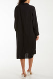 Open Collar Crinkle Midi Dress For Women  - Dropwear