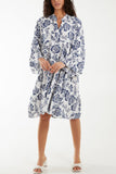 Roses Print Tiered Smock Dress For Women  - Dropwear