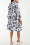 Roses Print Tiered Smock Dress For Women  - Dropwear