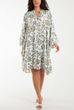Jade Roses Print Tiered Smock Dress For Women ONE SIZE - Dropwear