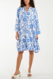 Black Roses Print Tiered Smock Dress For Women ONE SIZE - Dropwear