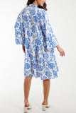 Navy Roses Print Tiered Smock Dress For Women ONE SIZE - Dropwear