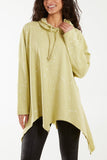Beige Paint Splatter Cowl Neck Hanky Hem Sweatshirt For Women ONE SIZE - Dropwear