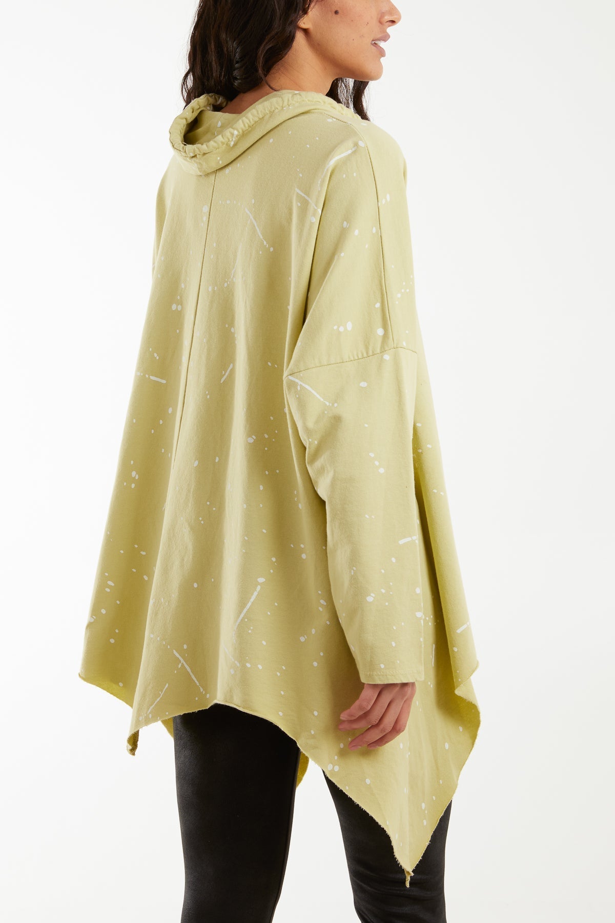 Blush Paint Splatter Cowl Neck Hanky Hem Sweatshirt For Women ONE SIZE - Dropwear