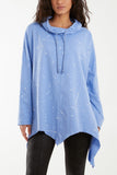 Paint Splatter Cowl Neck Hanky Hem Sweatshirt For Women  - Dropwear