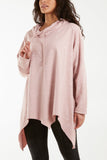 Paint Splatter Cowl Neck Hanky Hem Sweatshirt For Women  - Dropwear