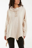 Paint Splatter Cowl Neck Hanky Hem Sweatshirt For Women  - Dropwear